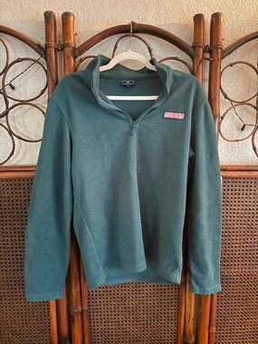 Vineyard Vines Olive Green Fleece with Coral Logo Patch
